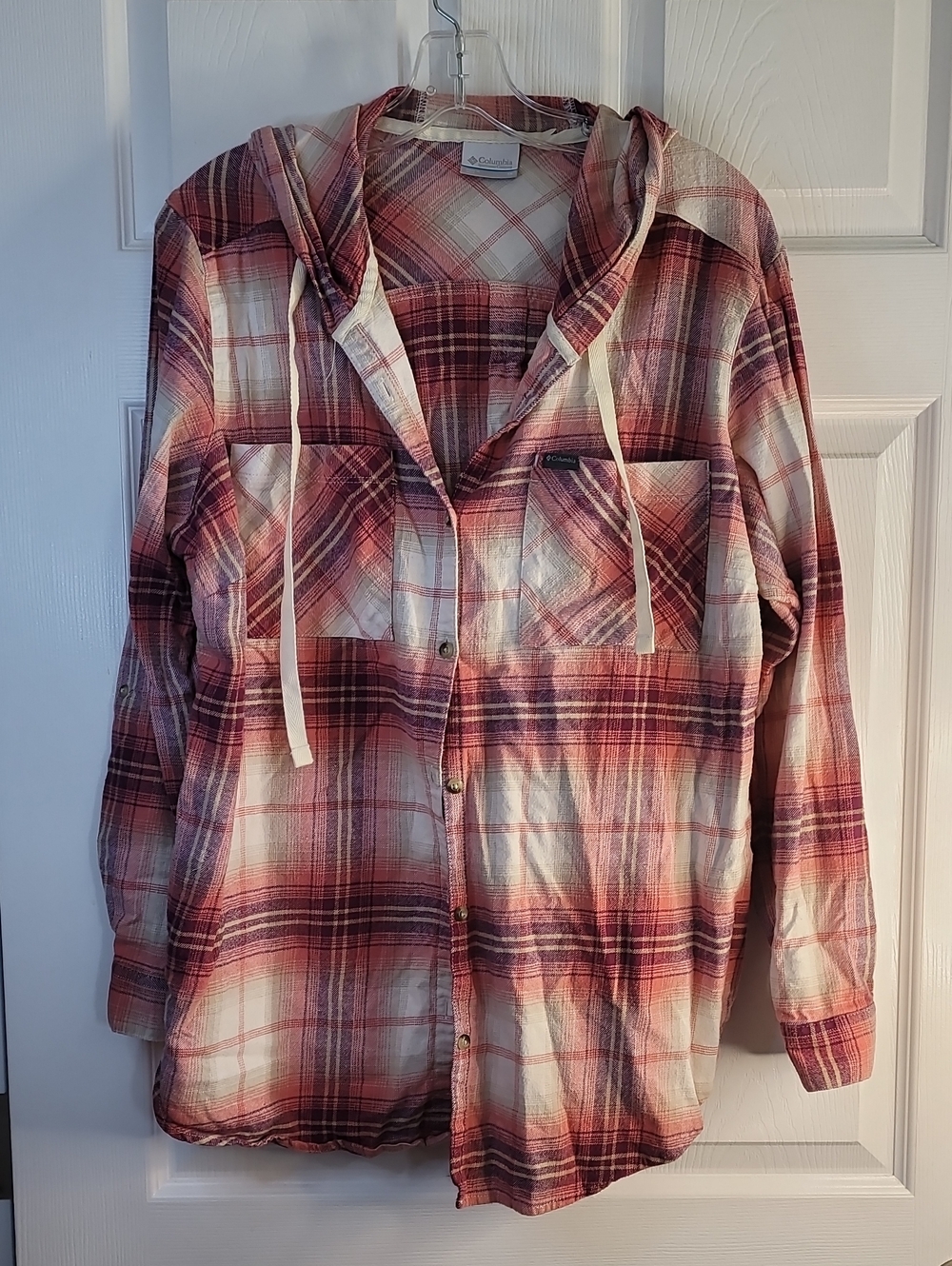 Columbia ☆ Plaid Button-Down Hooded Shirt